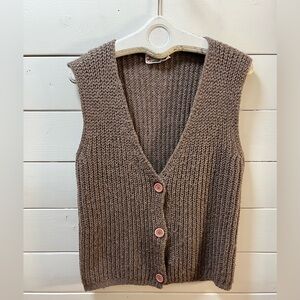 CRAZY HORSE Vintage Brown Knit Button Vest M / L